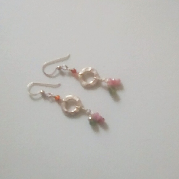 Hammered Sterling Silver Necklace and earrings - Picture 2 of 6